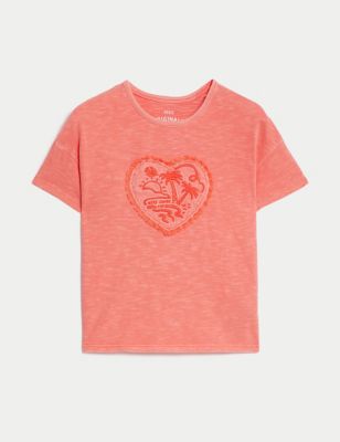Pure Cotton Beach Graphic T-Shirt (2-8 Yrs)