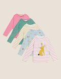 5pk Pure Cotton Patterned Tops (2-7 Yrs)