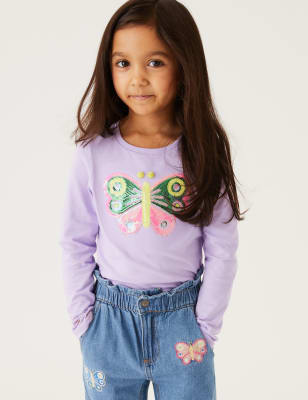 

Girls M&S Collection Pure Cotton Sequin Butterfly Top (2-7 Yrs) - Lilac, Lilac