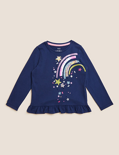 Pure Cotton Sequin Rainbow Top (2-7 Yrs)