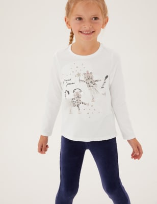 

M&S Collection Oberteil aus reiner Baumwolle mit Leopardenmuster (2-7 Jahre) - White, White