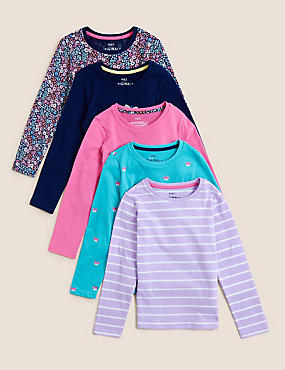 5pk Pure Cotton Printed Tops (2-7 Yrs)