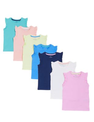 Girls M&S Collection 7pk Pure Cotton T-Shirts (2-7 Yrs) - Multi