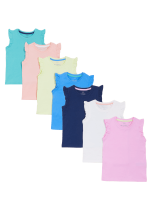 Girls M&S Collection 7pk Pure Cotton T-Shirts (2-7 Yrs) - Multi