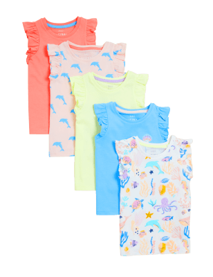 

Girls M&S Collection 5pk Pure Cotton Dolphin Print T-Shirts (2 - 7 Yrs) - Multi, Multi