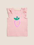 Pure Cotton Strawberry Sequin T-Shirt (2-7 Yrs)
