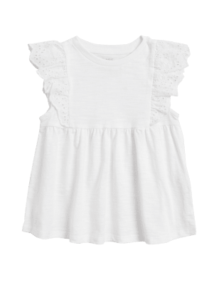 

M&S Collection Camiseta 100% algodón con bordado (2-7 años) - White, White