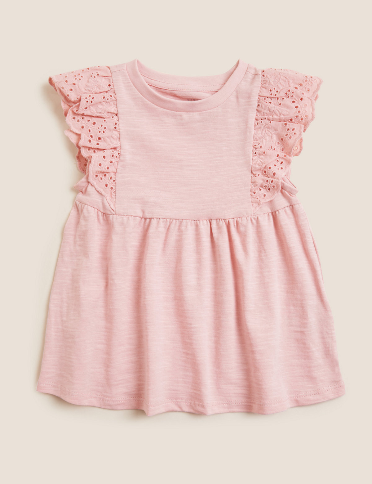 Pure Cotton Broderie T-Shirt (2-7 Yrs)