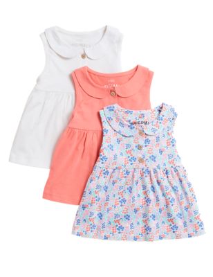 Girls M&S Collection 3pk Pure Cotton Tops (2-7 Yrs) - Multi