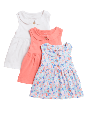 

M&S Collection 3er-Pack Oberteile aus reiner Baumwolle (2-7 J.) - Multi, Multi
