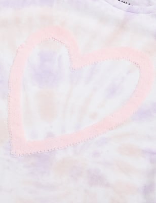 

M&S Collection T-Shirt aus reiner Baumwolle mit Pailletten und Batikmuster (2-7 J.) - Lilac, Lilac