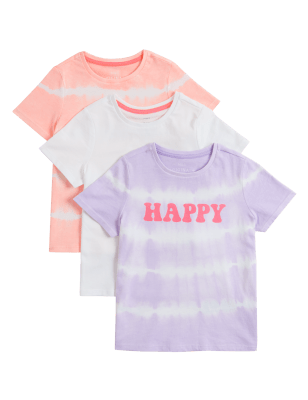 

Girls M&S Collection 3pk Pure Cotton Tie Dye Tops (2-6 Yrs) - Multi, Multi