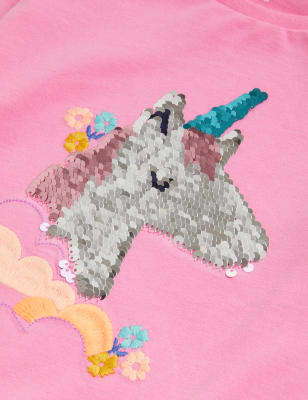 

Girls M&S Collection Pure Cotton Sequin Unicorn Top (2 - 7 Yrs) - Pink, Pink