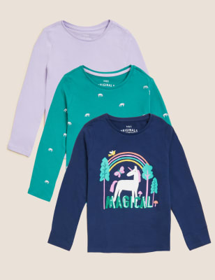 

Girls M&S Collection 3pk Pure Cotton Unicorn Tops (2-7 Yrs) - Multi, Multi