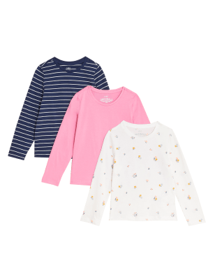 

M&S Collection 3er-Pack Oberteile aus reiner Baumwolle (2-7 J.) - Multi, Multi