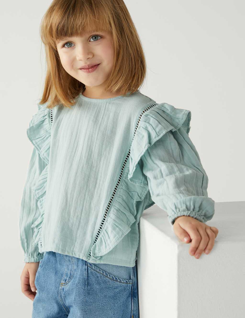 Pure Cotton Frill Blouse (2-8 Yrs) image 1
