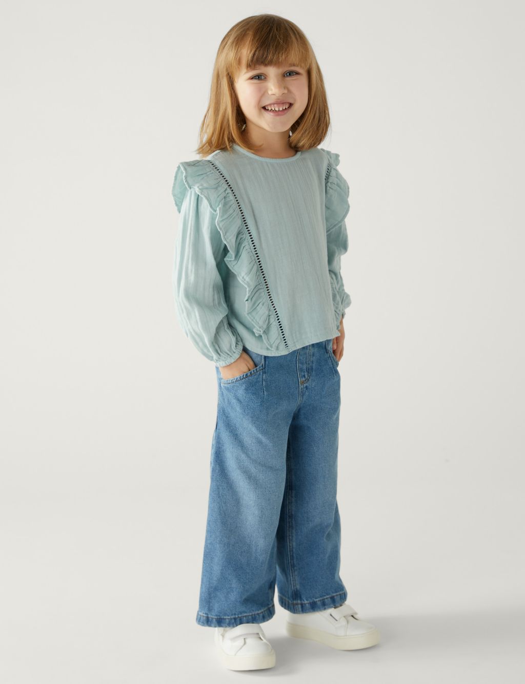 Pure Cotton Frill Blouse (2-8 Yrs) image 2