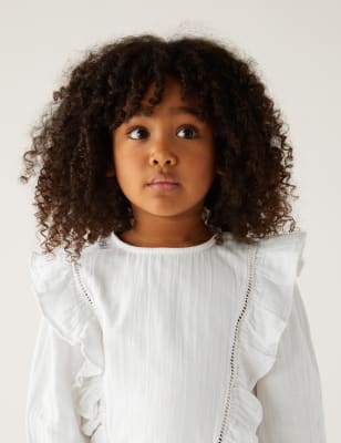 

Girls M&S Collection Pure Cotton Frill Blouse (2-8 Yrs) - White, White