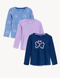 3pk Pure Cotton Butterfly Tops