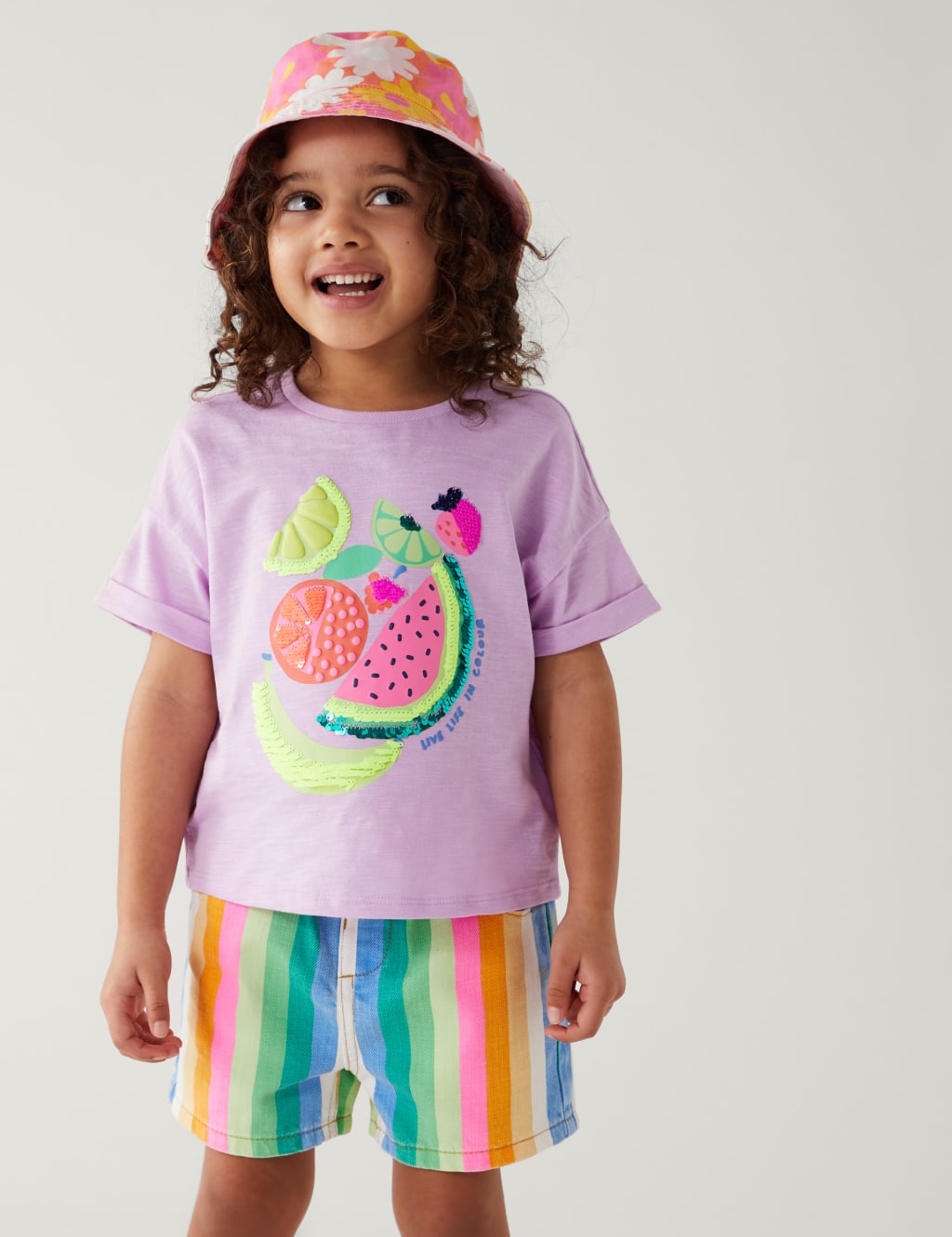 Pure Cotton Sequin Fruit T-Shirt (2 - 8 Yrs) image 1
