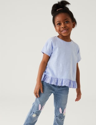 

Girls M&S Collection Pure Cotton Frill Top (2-8 Yrs) - Blue, Blue