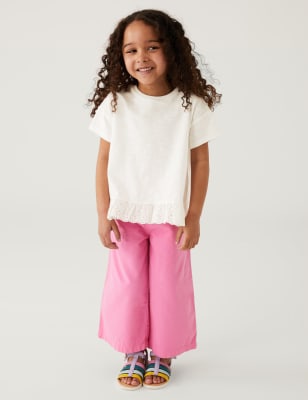 

M&S Collection Top 100% algodón con volantes (2-8 años) - Ivory, Ivory
