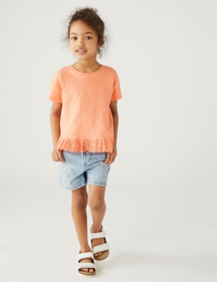 

M&S Collection Top 100% algodón con volantes (2-8 años) - Apricot, Apricot