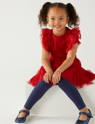 

M&S Collection Glitzer-T-Shirt aus reiner Baumwolle (2-8 J.) - Red, Red