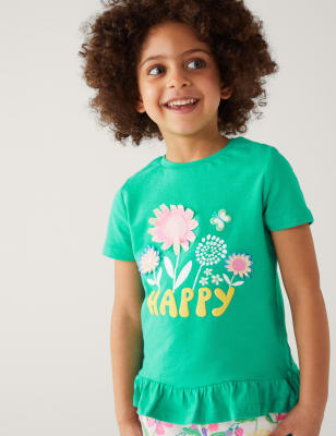 T-shirt Fille Marks And Spencer 8-9 Ans - Manches Courtes - Rouge à Rayures - Coton