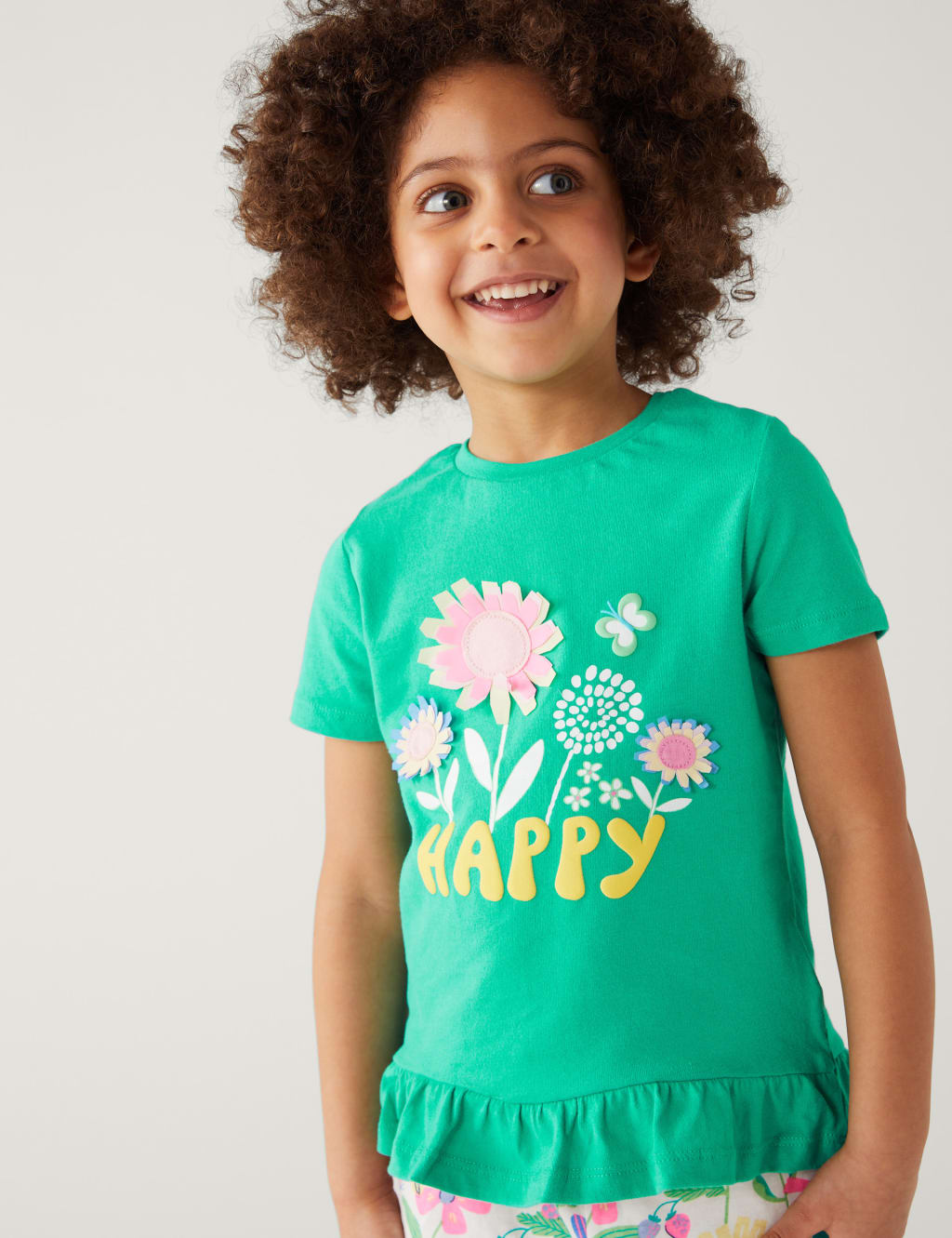 3pk Pure Cotton Floral T-Shirts (2-8 Yrs) image 2