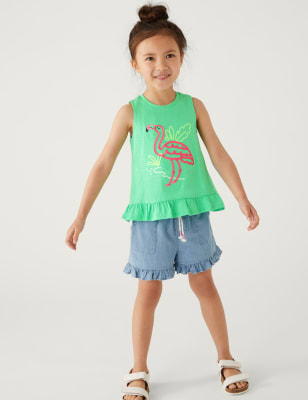 

Girls M&S Collection Pure Cotton Flamingo Print Top (2-8 Yrs) - Green, Green