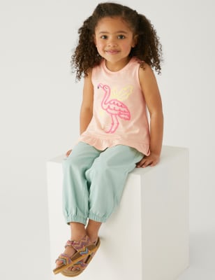 

M&S Collection Top 100% algodón con estampado de flamencos (2-8 años) - Light Peach, Light Peach