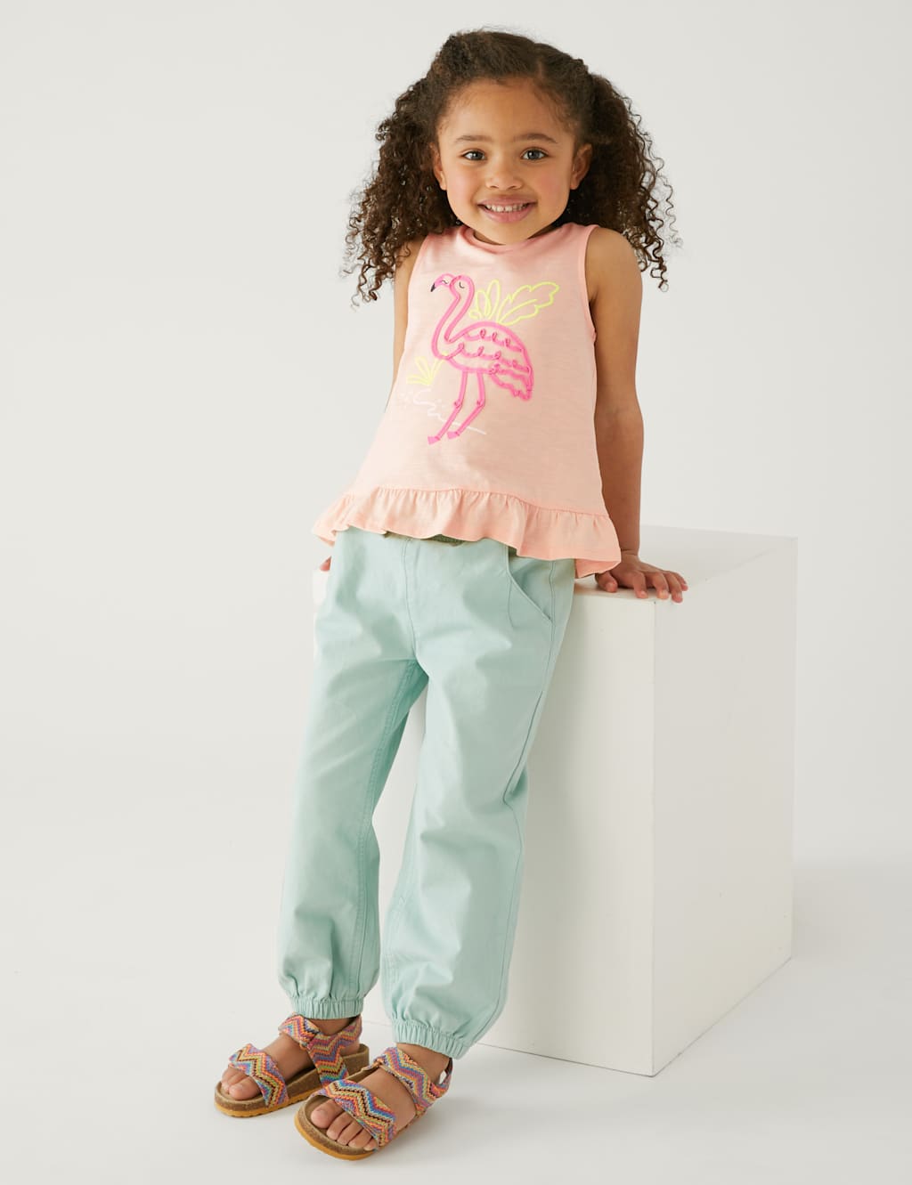 Pure Cotton Flamingo Print Top (2-8 Yrs) image 2