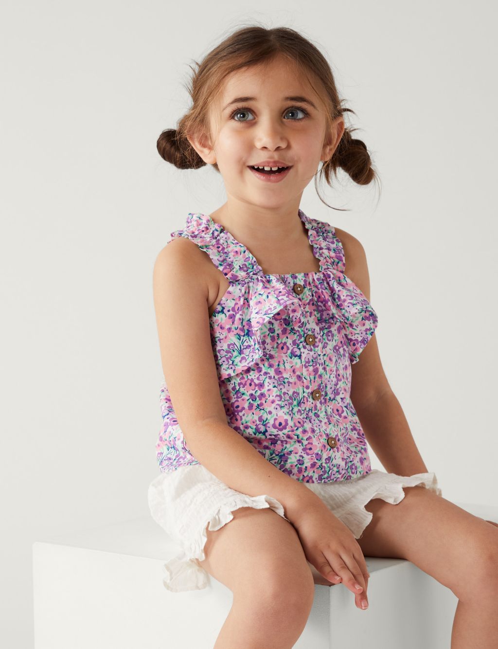 Pure Cotton Floral Top (2-8 Yrs) image 2