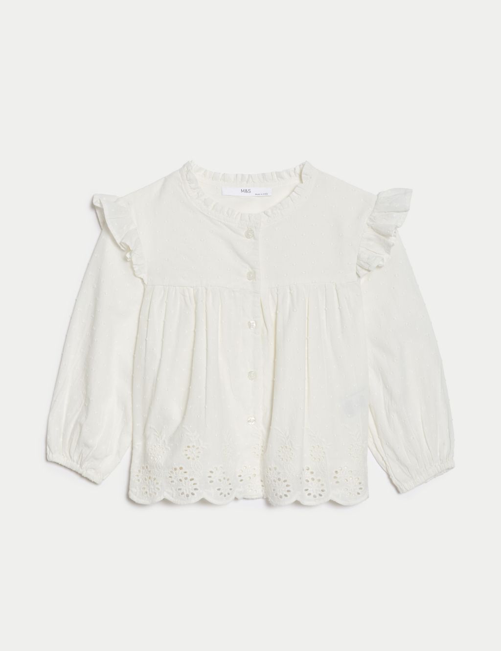 Pure Cotton Broderie Blouse Top (2-8 Yrs) image 2