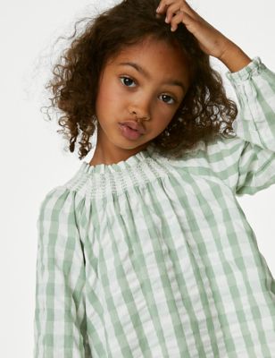 Pure Cotton Gingham Blouse (2-8 Yrs)