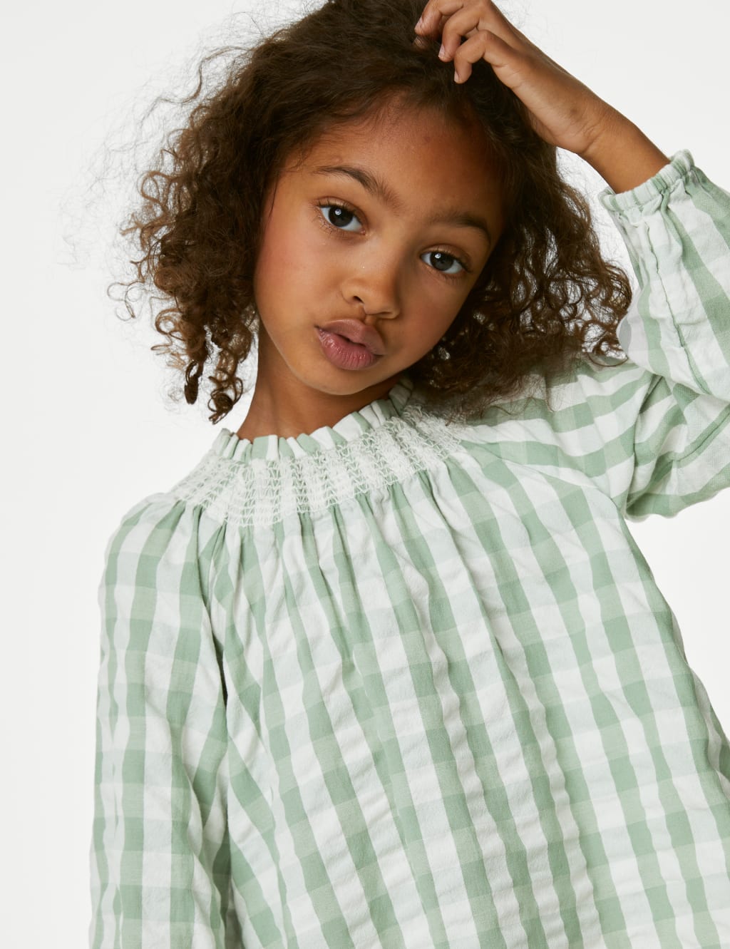 Pure Cotton Gingham Blouse (2-8 Yrs) image 1