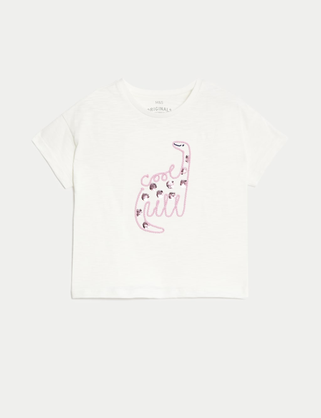 Pure Cotton Sequin Dinosaur T-Shirt (2-8 Yrs) image 2