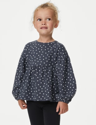 

M&S Collection Top 100% algodón con diseño de corazones (2-8 años) - Carbon, Carbon