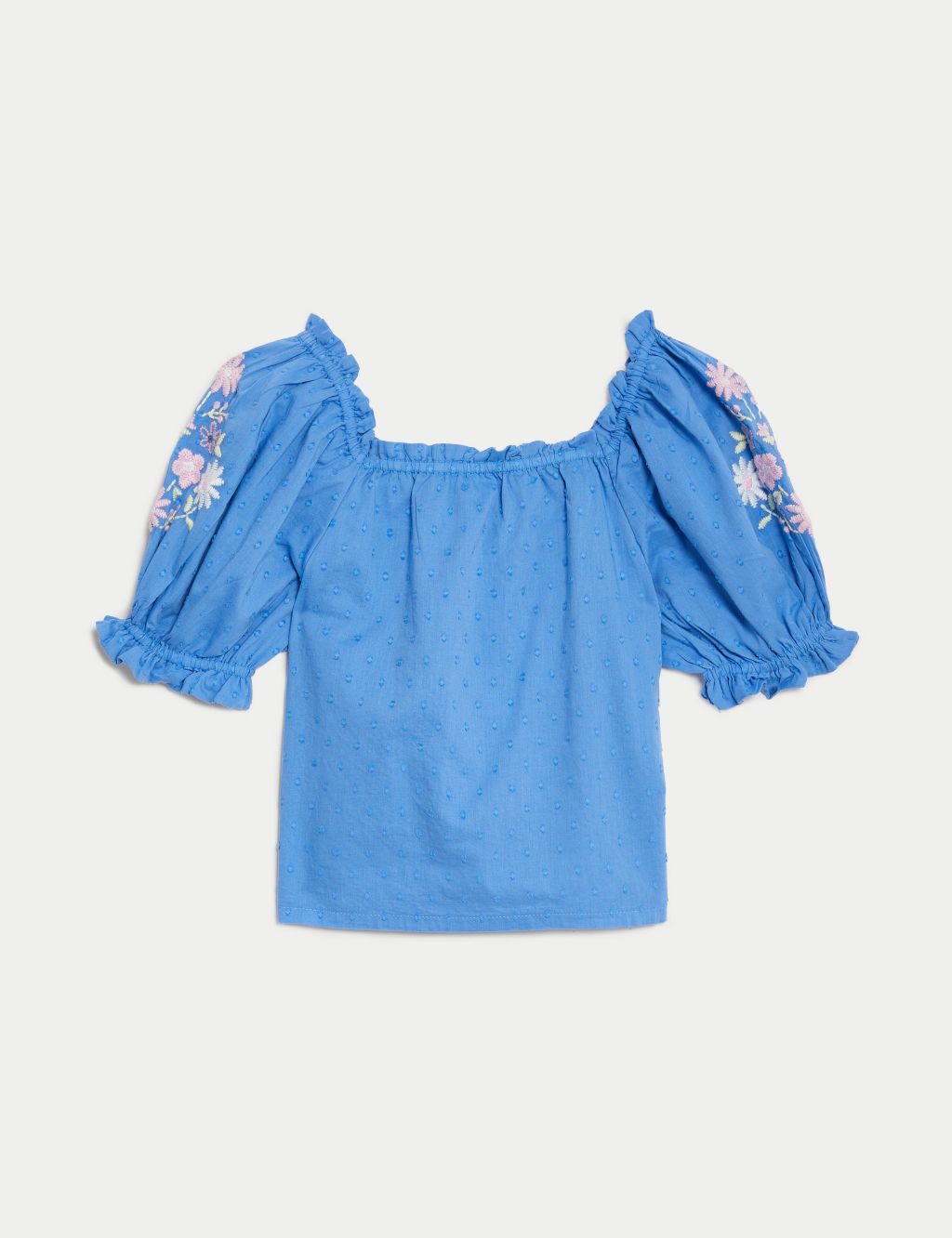 Pure Cotton Floral Embroidered Top (2-8 Yrs)