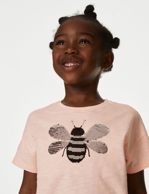Pure Cotton Sequin Bee T-Shirt (2-8 Yrs)