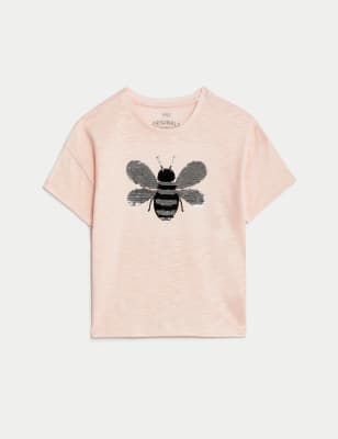 Pure Cotton Sequin Bee T-Shirt (2-8 Yrs)