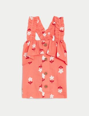 Pure Cotton Floral Strappy Top (2-8 Yrs)