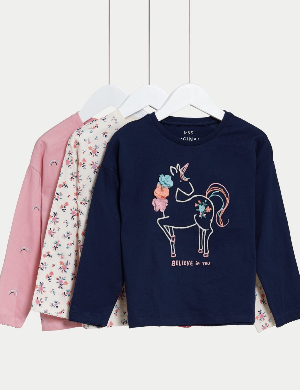 3pk Pure Cotton Printed Tops (2-8 Yrs) image 1