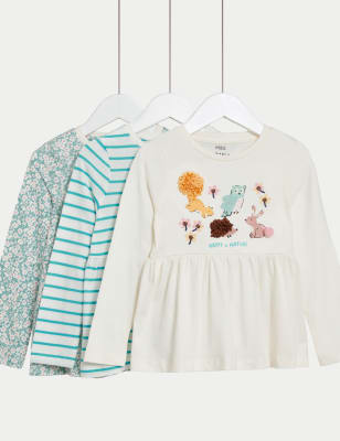 

M&S Collection 3er-Pack gemusterte Baumwolloberteile (2-8 Jahre) - Green Mix, Green Mix