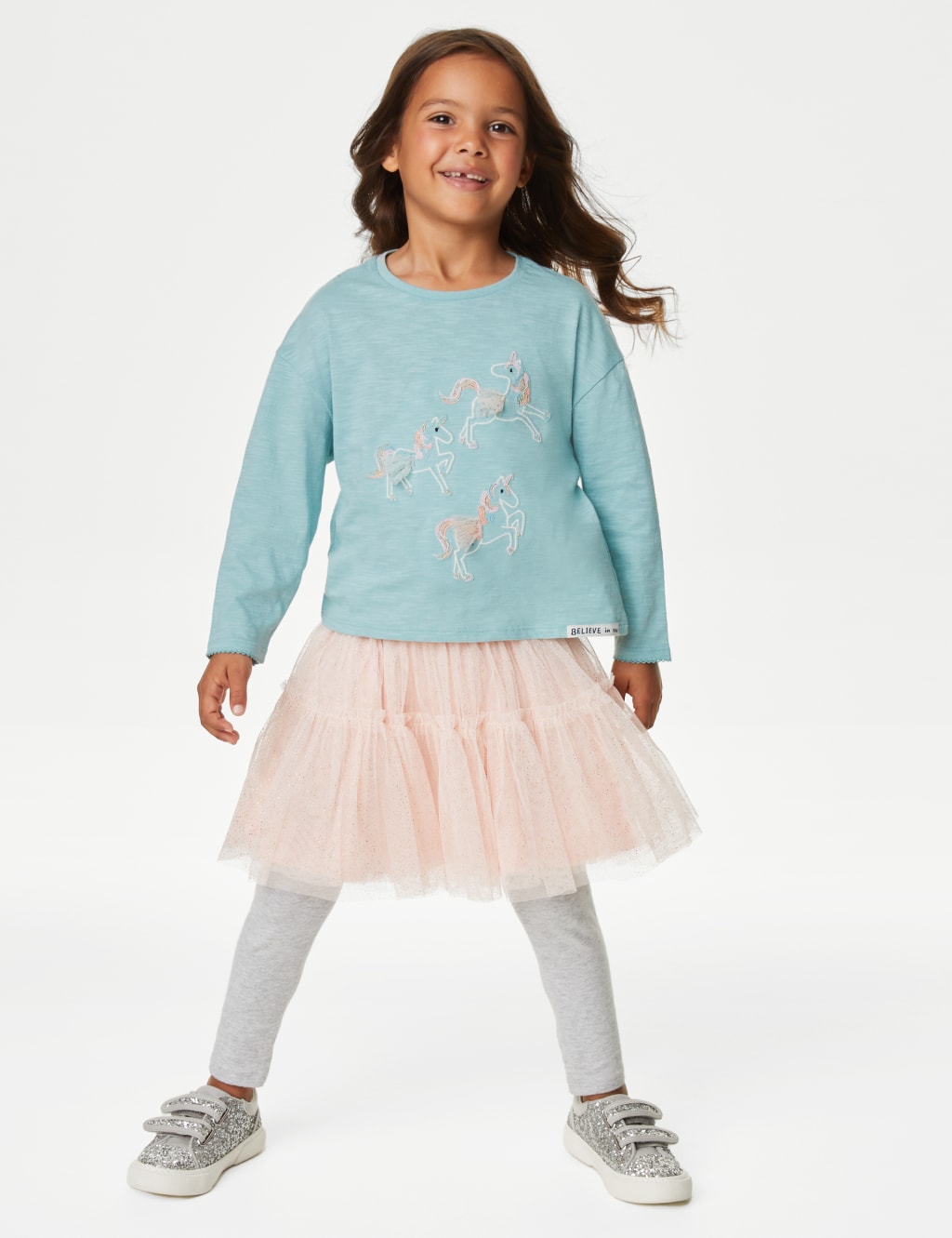 Pure Cotton Unicorn Embroidered Top (2-8 Yrs) image 1