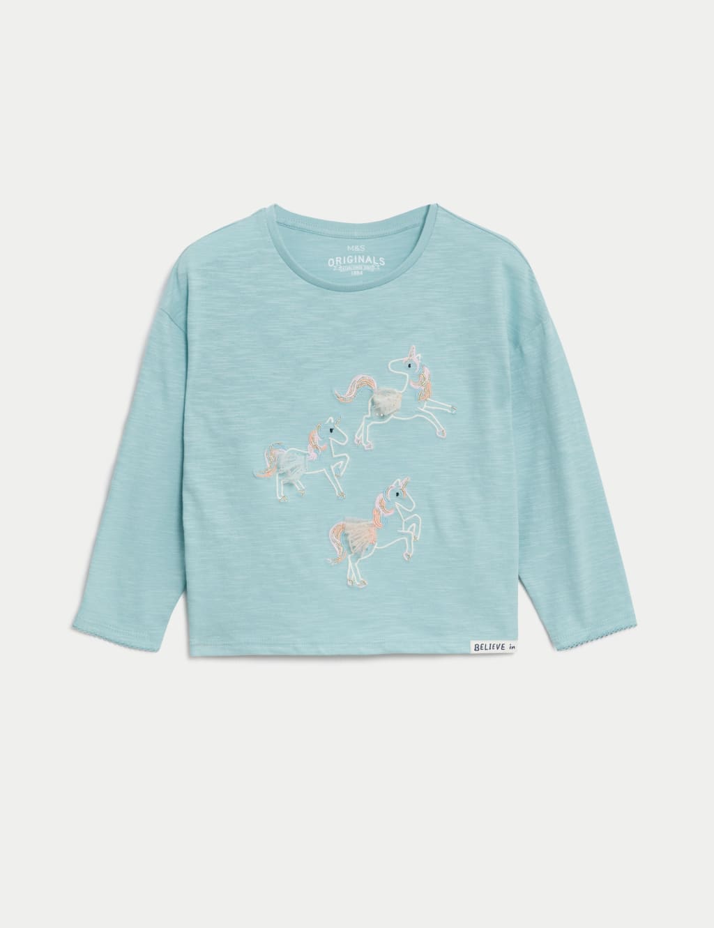 Pure Cotton Unicorn Embroidered Top (2-8 Yrs) image 2