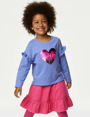 

Girls M&S Collection Pure Cotton Reversible Sequin Heart Top (2-8 Yrs) - Lilac, Lilac