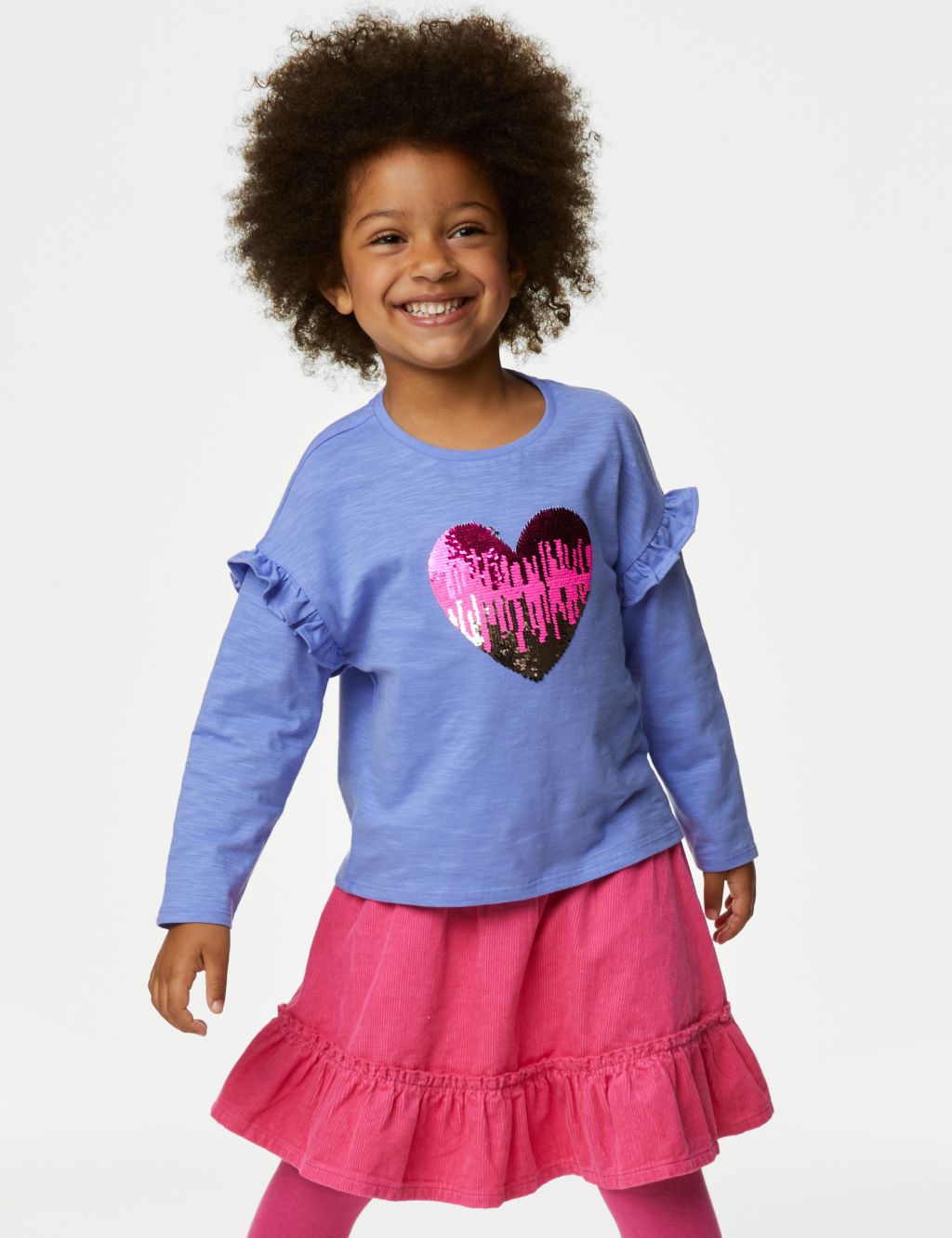 Pure Cotton Reversible Sequin Heart Top (2-8 Yrs) image 1