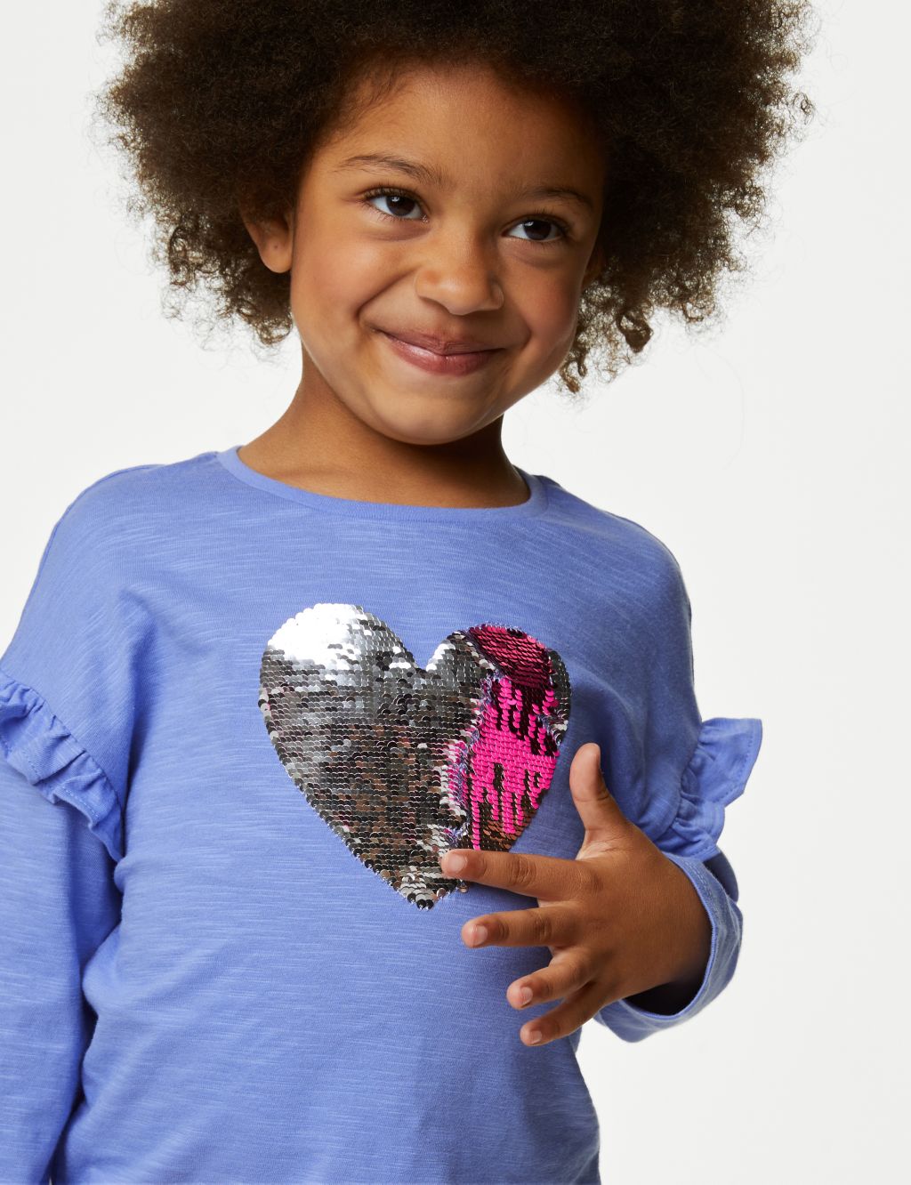 Pure Cotton Reversible Sequin Heart Top (2-8 Yrs) image 3